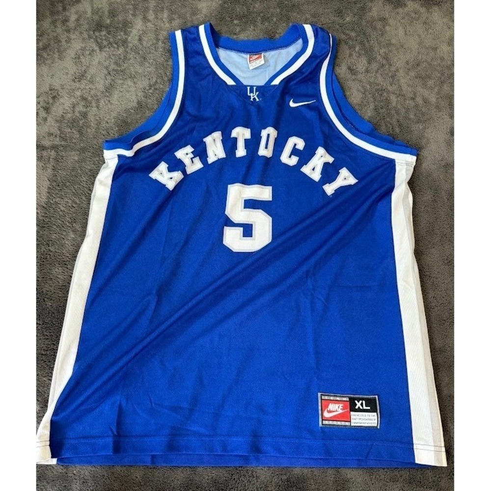 Vintage Nike Kentucky Wildcats Basketball Jersey XL Blue Screen Made in USA #5